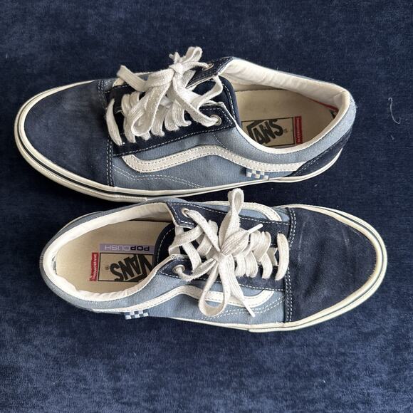 Vans Old Skool PopCush Navy White Men’s 10 US Skate Shoes Minimal Wear Blue - Picture 7 of 16